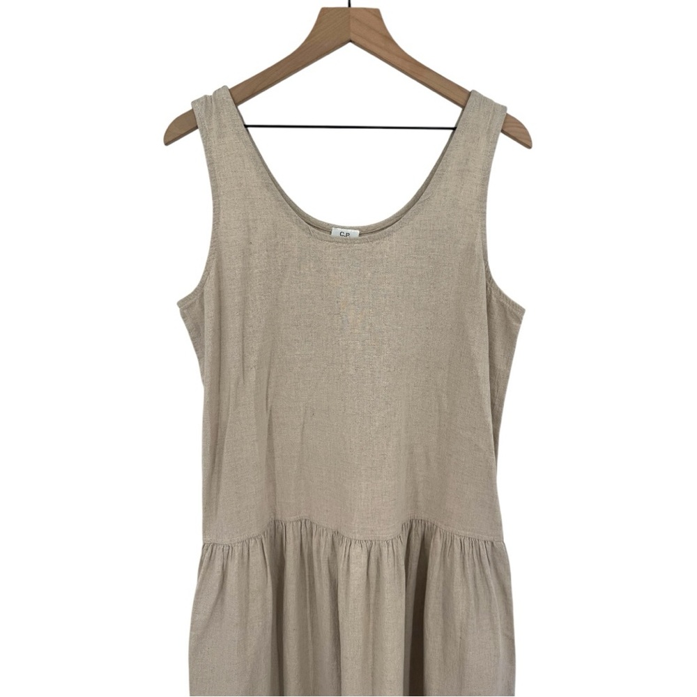 CP Shades Hand-Dyed Cotton Tank Midi Dress Natural Beige Size Medium - Picture 3 of 8